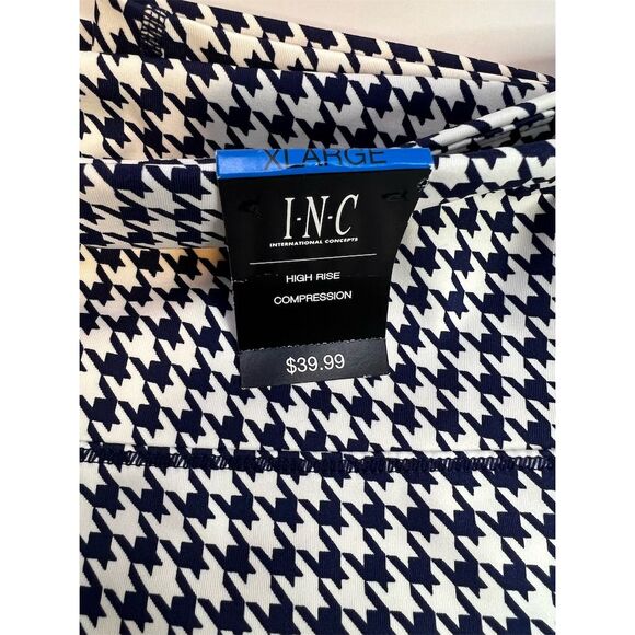 INC Women's Houndstooth High-Waist Leggings Black Size XL - Picture 2 of 6